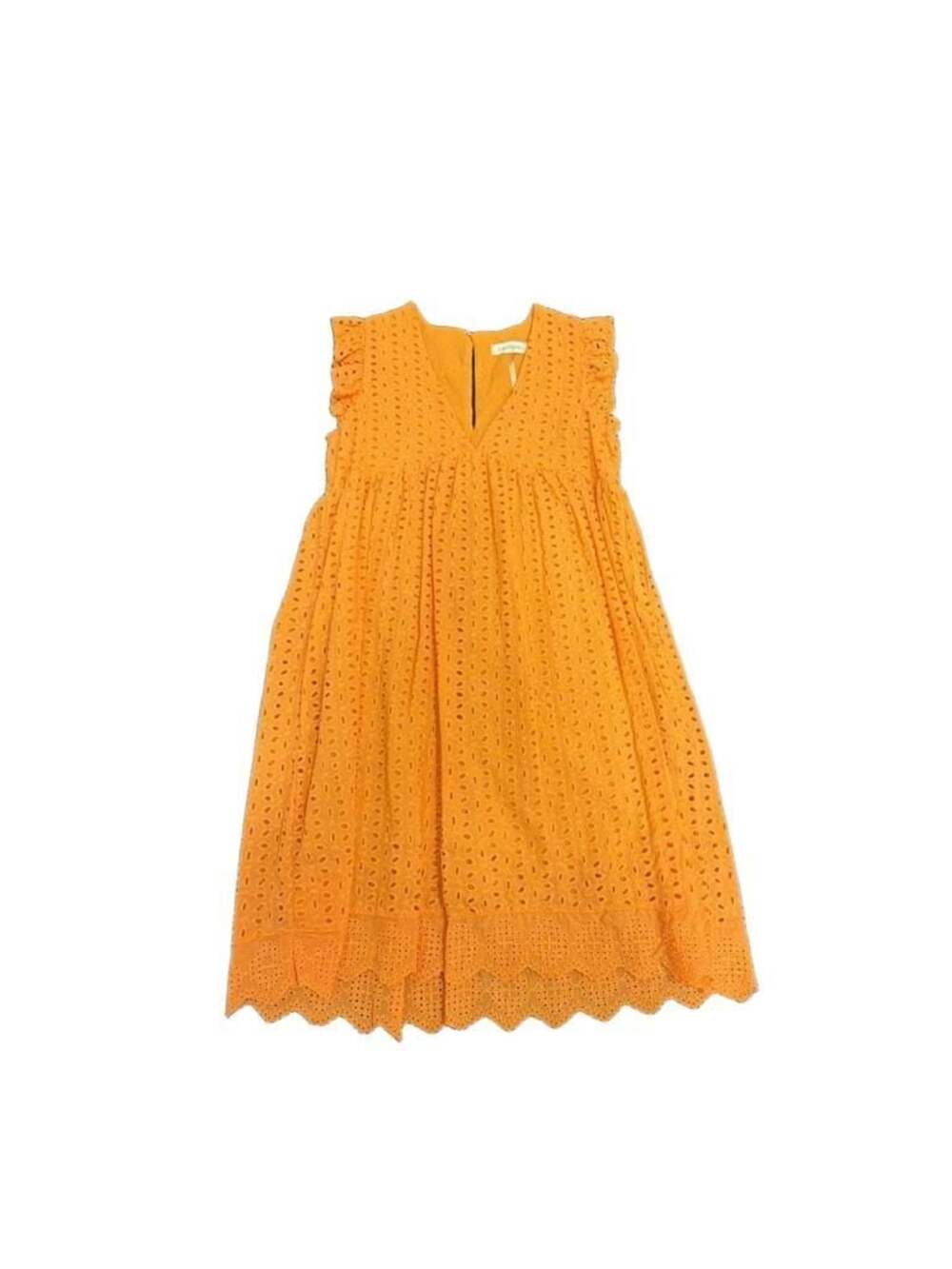 Lavender J Orange Eyelet V-Neck Mini Dress with Built-in Shorts